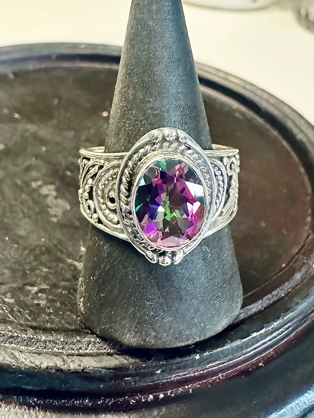 Stunning Handmade Sterling Silver Mystic Fire Topaz Ring (8)